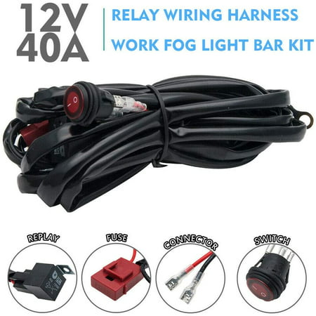 1-Way Wiring Harness Loom Cable Fuse Relay Switch For LED Work Driving Light bar